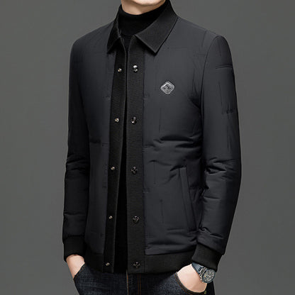 Padded Coat Lapel Round Hem Jacket