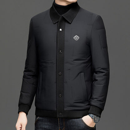Padded Coat Lapel Round Hem Jacket