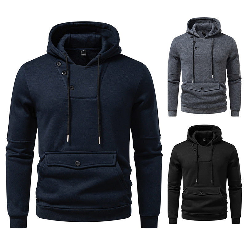 Comfortabele Hoodie met Diagonale Sluiting, Capuchon en Ruime Voorzak