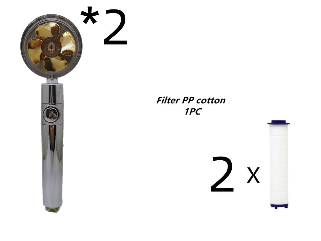 Turbo Douchekop met Propellertechnologie – Krachtige Hoge Druk Handdouche met Stopknop & Filter