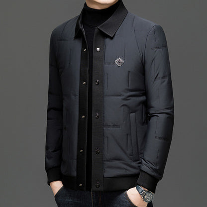 Padded Coat Lapel Round Hem Jacket