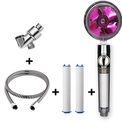 Turbo Douchekop met Propellertechnologie – Krachtige Hoge Druk Handdouche met Stopknop & Filter