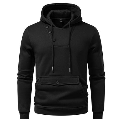 Comfortabele Hoodie met Diagonale Sluiting, Capuchon en Ruime Voorzak
