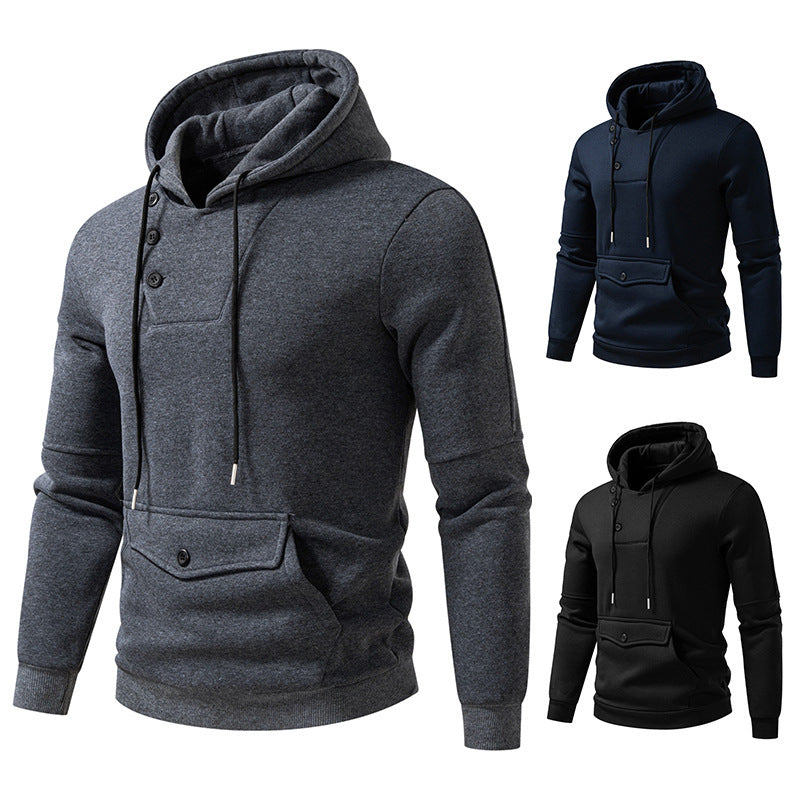 Comfortabele Hoodie met Diagonale Sluiting, Capuchon en Ruime Voorzak