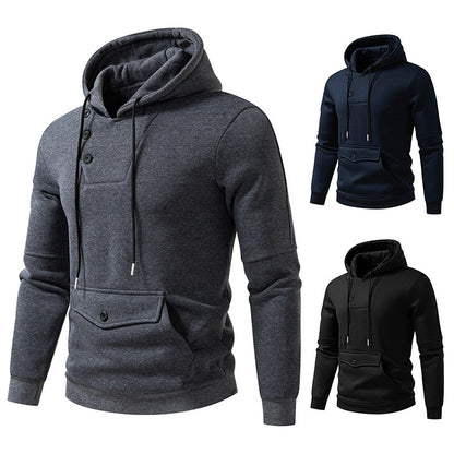 Comfortabele Hoodie met Diagonale Sluiting, Capuchon en Ruime Voorzak