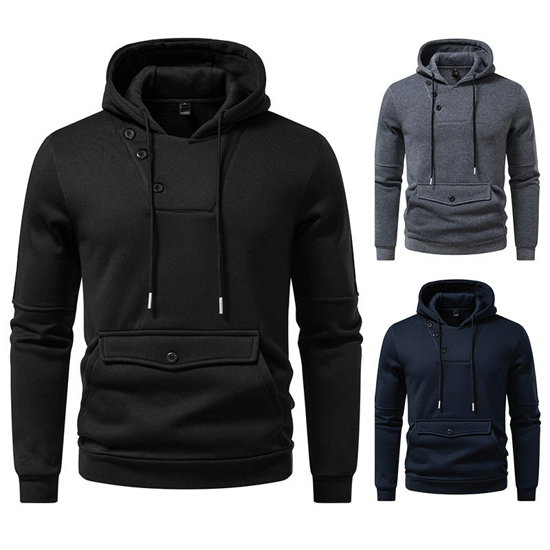 Comfortabele Hoodie met Diagonale Sluiting, Capuchon en Ruime Voorzak
