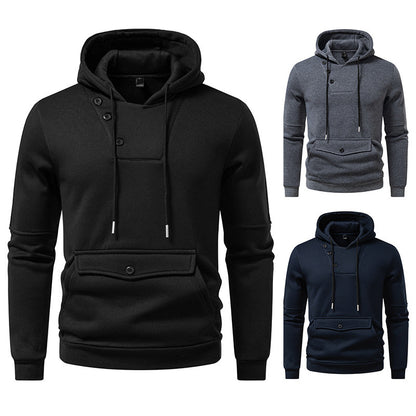Comfortabele Hoodie met Diagonale Sluiting, Capuchon en Ruime Voorzak