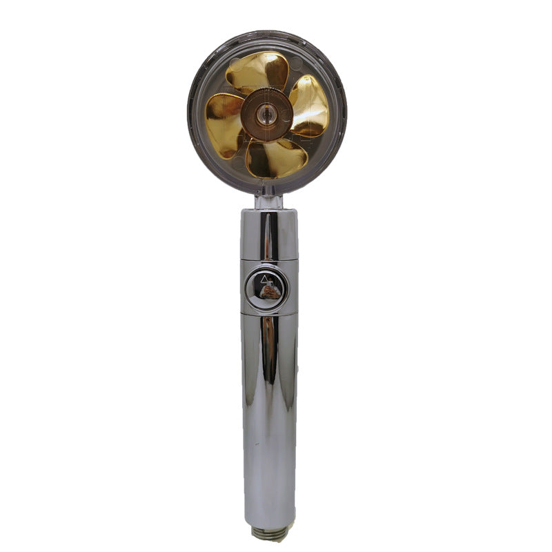 Turbo Douchekop met Propellertechnologie – Krachtige Hoge Druk Handdouche met Stopknop & Filter