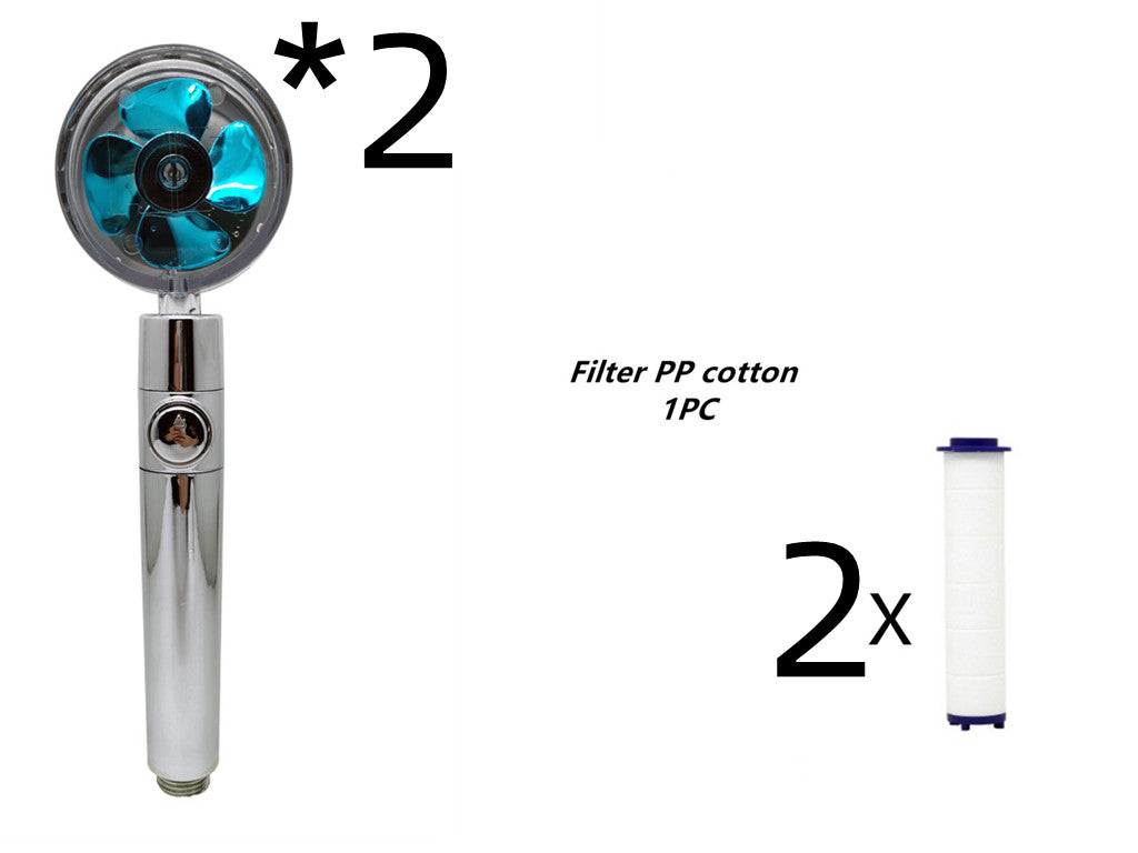 Turbo Douchekop met Propellertechnologie – Krachtige Hoge Druk Handdouche met Stopknop & Filter