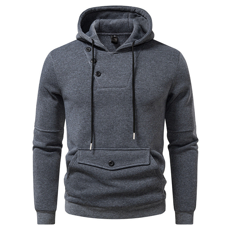 Comfortabele Hoodie met Diagonale Sluiting, Capuchon en Ruime Voorzak