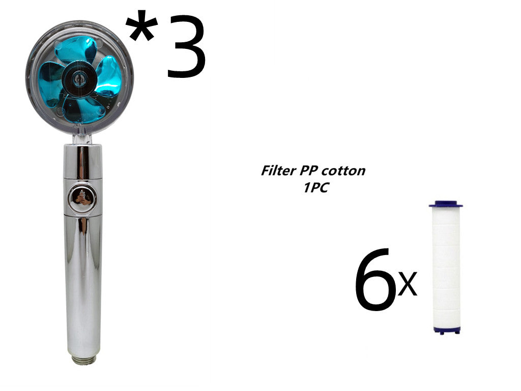 Turbo Douchekop met Propellertechnologie – Krachtige Hoge Druk Handdouche met Stopknop & Filter