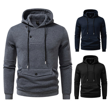 Comfortabele Hoodie met Diagonale Sluiting, Capuchon en Ruime Voorzak