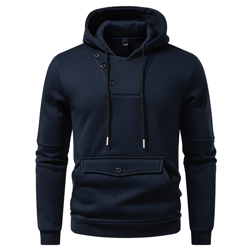 Comfortabele Hoodie met Diagonale Sluiting, Capuchon en Ruime Voorzak