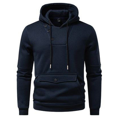 Comfortabele Hoodie met Diagonale Sluiting, Capuchon en Ruime Voorzak