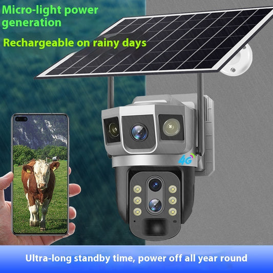 V380 4G Buitencamera met 10× Zoom en Nachtzicht – Slimme HD Beveiligingscamera met Drie Schermen